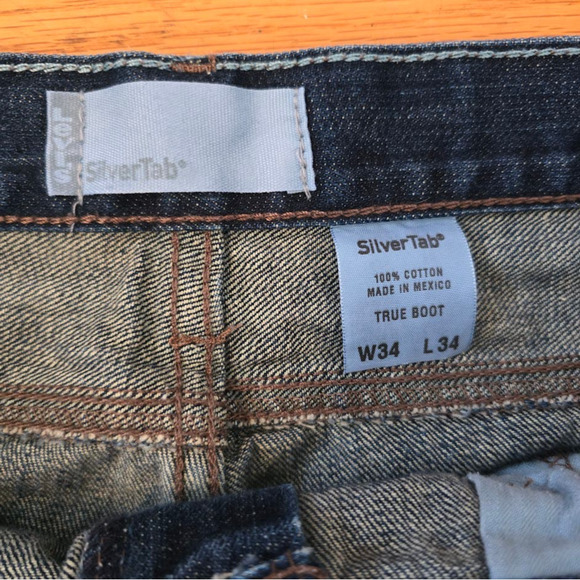 Levis SilverTab Mens Bootcut Jeans Blue Denim Size 34x34 Vintage Y2K Grunge - Picture 3 of 10